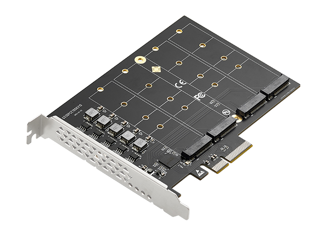 IO CREST Quad M.2 NVMe PCIe 4.0 x4 PCIe x16 拡張カード NVMe M.2 最大256Gbps AMD  3rd Ryzen sTRX40 AM4 Socket Intel VROC NVMe Raid用
