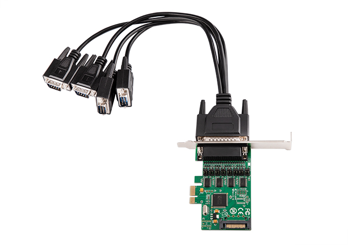 IO Crest 4 Serial Ports PCI-e Controller Card with Fan-Out Cable and Bundled with Low Profile Bracket SI-PEX15038 