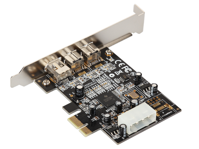 Pardarsey Carte d'extension Firewire PCIe 3 ports 1394A PCI Express (1x)  vers IEEE 1394 externe (2 x 6 broches + 1 x 4 broches) avec support bas